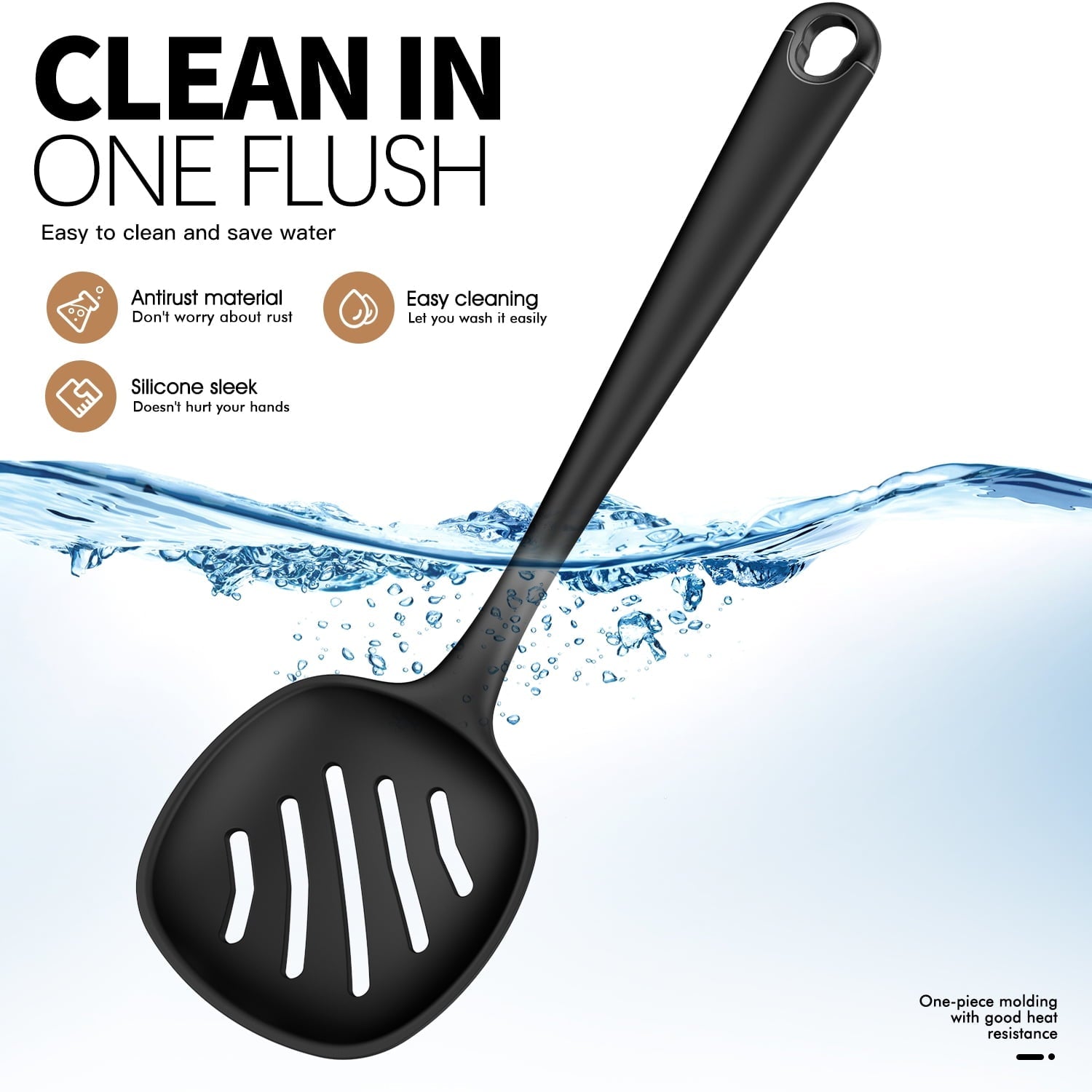 Non-Stick Safe Silicone Kitchen Utensils Set, 600°F Heat Resistant Silicone Cooking Utensils, Spatula, Spoon, Whisk, Tongs, Kitchen ... - Ergonomic Kitchen Tongs and Cooking Spoon Utensil Detail