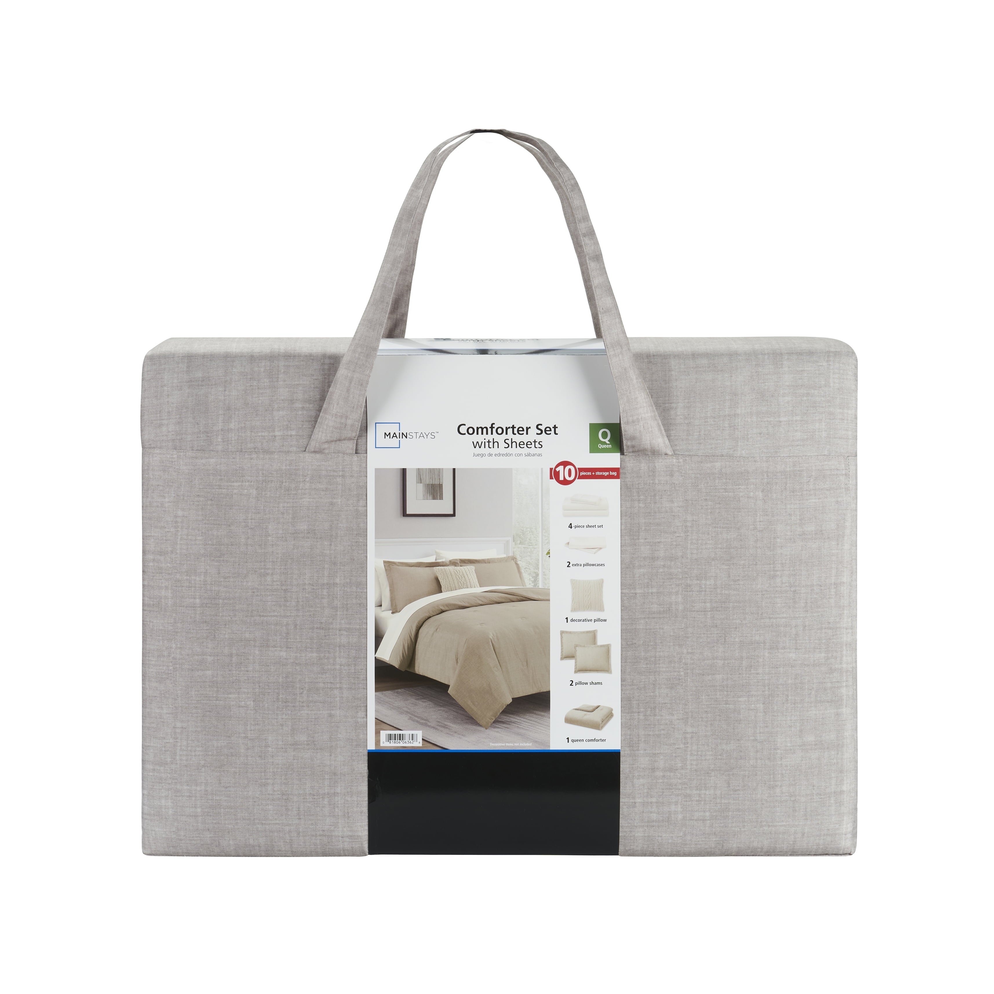 All-Season 7 Piece Beige Bed in a Bag Comforter Set with Sheets, Twin-XL - All-Season Down Alternative Comforter Insert Detail