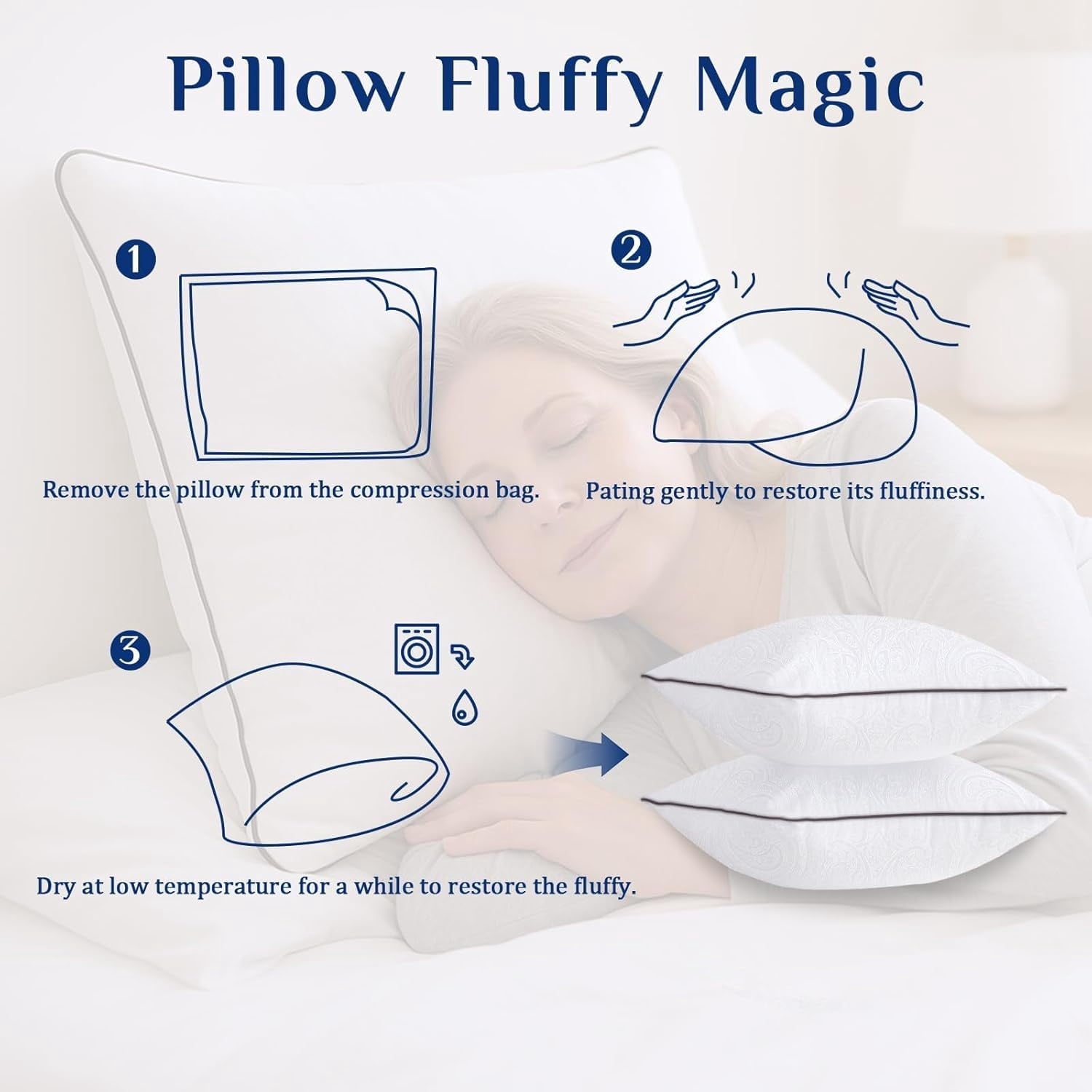 Hotel Collection for Sleeping, Soft and Supportive Throw for Couch, Bed and Sofa, Down Alternative Pillow, 26x26 Inches - Ergonomic Memory Foam Pillow for Neck Pain Support Detail