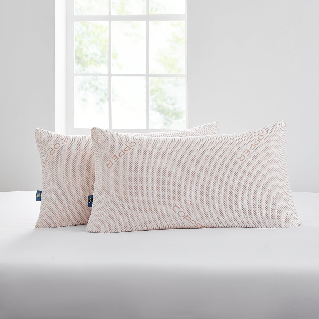 Decorative Plump Copperloft King Bed Pillow, 2 Pack, Hypoallergenic - Orthopedic Shredded Foam Bed Pillow Set Detail