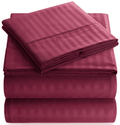 Cooling Sateen Bedding Set with Flat Sheet, Fitted Bed Sheet & Pillowcases, Full Burgundy - Breathable Egyptian Cotton Flat & Fitted Sheets - Default Title