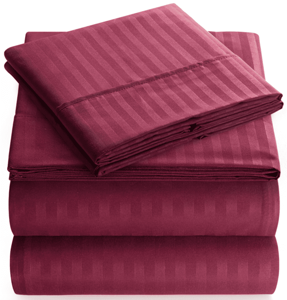 Cooling Sateen Bedding Set with Flat Sheet, Fitted Bed Sheet & Pillowcases, Full Burgundy - Breathable Egyptian Cotton Flat & Fitted Sheets - Default Title