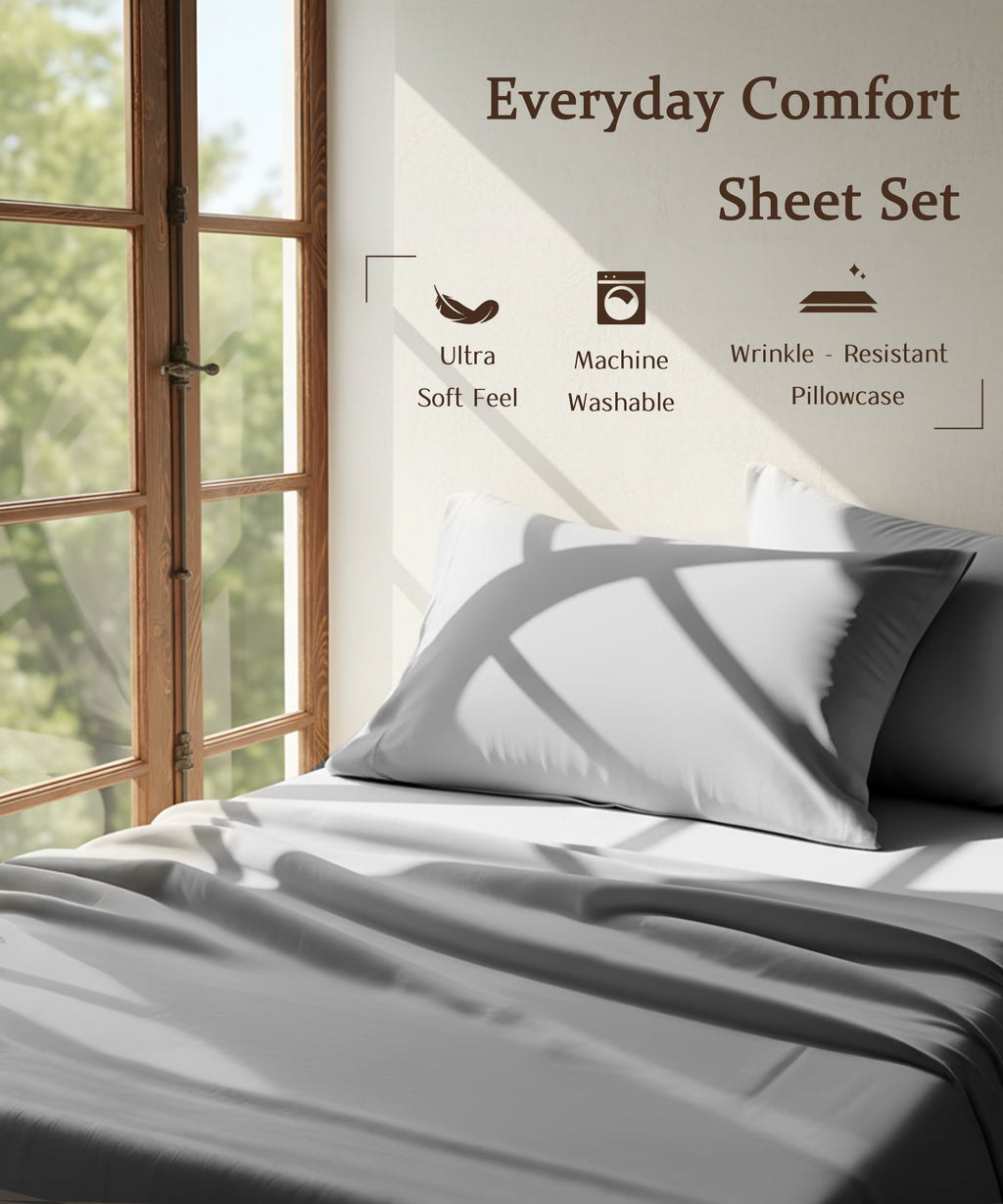 Wrinkle-Resistant Full Size 4 Piece Sheet Set, Comfy Breathable Cooling Bed Sheets Set, Hotel Luxury Bedding, Deep Pockets, Ultra-Soft,... - Premium Ultra-Soft Pillowcase Pair for Sleeping Detail