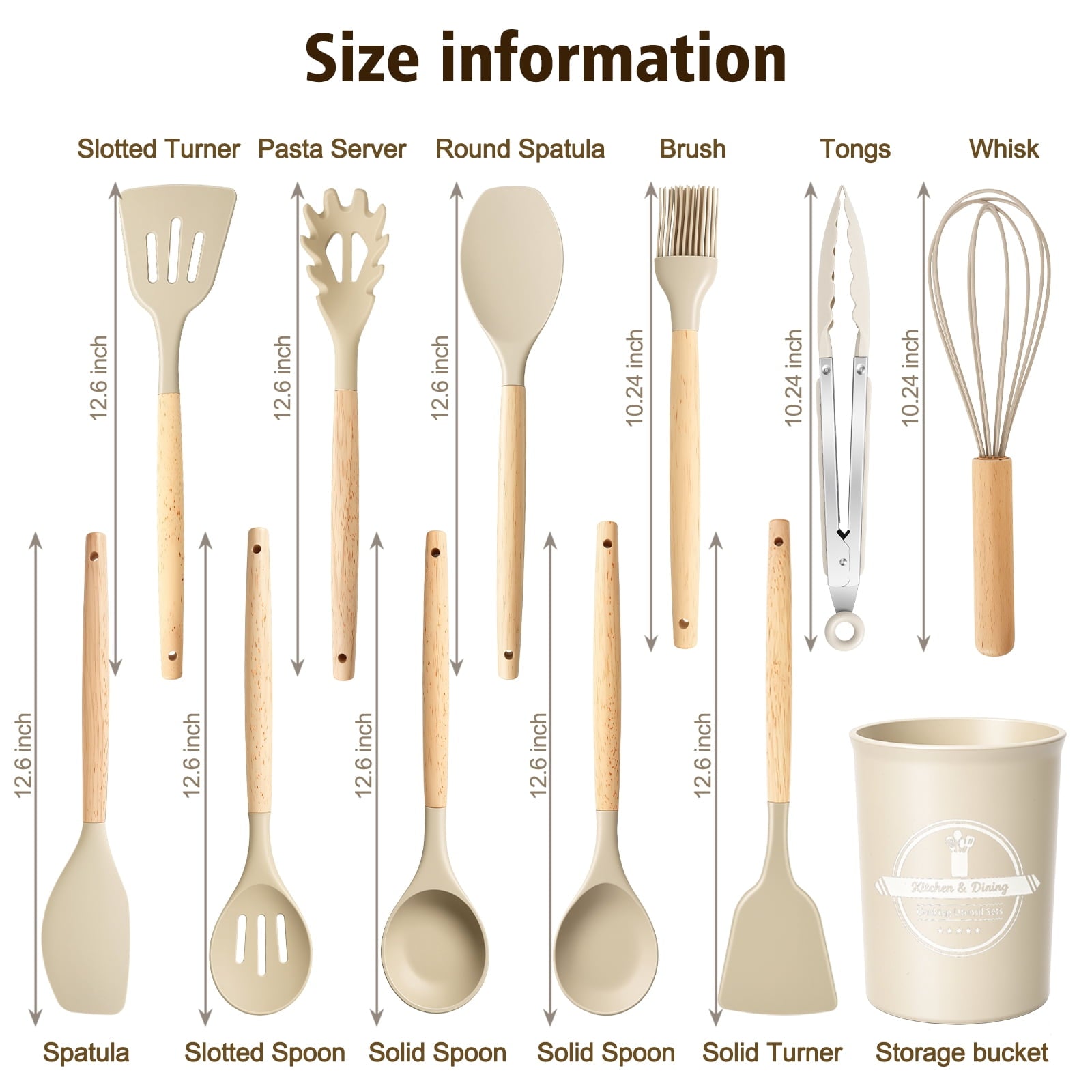 Professional Grade Silicone Cooking Utensils Set, Heat Resistant Kitchen Tools, 36 PCS Non-Stick Silicone Cooking Kitchen Utensils, Khaki - Multi-Purpose Hand Tool for Daily Meal Prep Detail