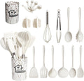 Non-Stick Safe Silicone Cooking Utensils Set - 446°F Heat Resistant Kitchen Utensils,Turner Tongs,Spatula,Spoon,Brush,Whisk,Kitchen ... - Durable Turner & Ladle Utensil Set for Home Chefs - Default Title