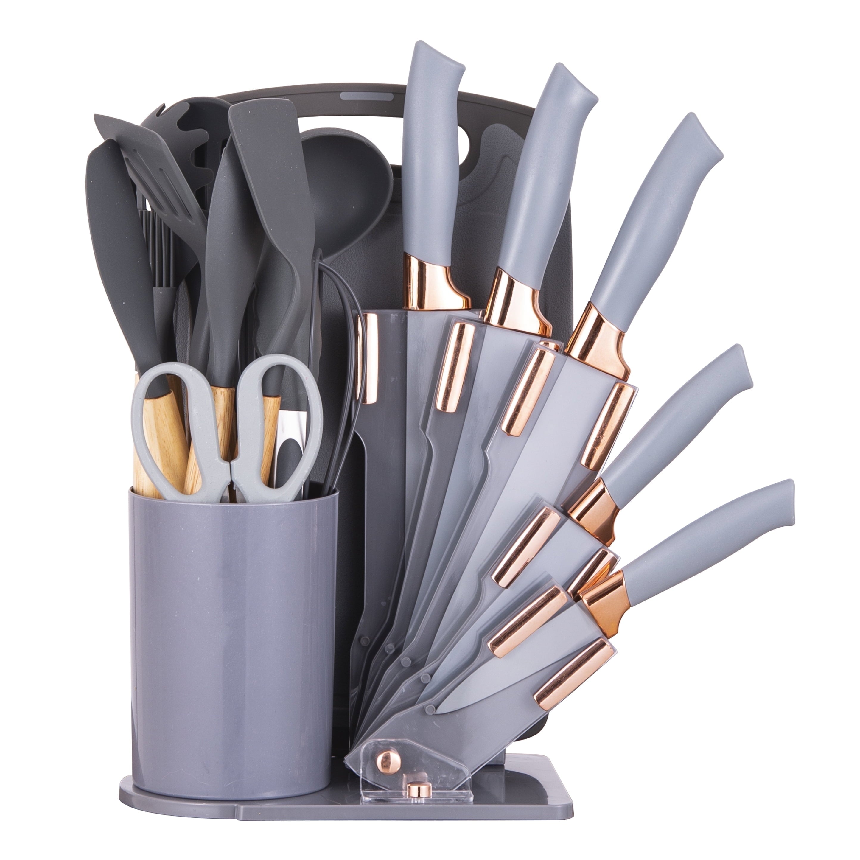 Premium Silicone 19-Piece Silicone Kitchen Utensil & Knife Set - Heat-Resistant Cooking Tools Non-Stick Safe Gift for Mom or Wo... - Ergonomic Kitchen Tongs and Cooking Spoon Utensil - Default Title