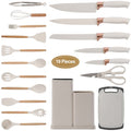 Durable Steel Kitchen Utensils Set for Cooking, 11 Cooking Utensils, 6 Knife set Beige,3 Utensil Sets,utensilios de cocina - Professional Kitchen Tool for Culinary Enthusiasts - Default Title