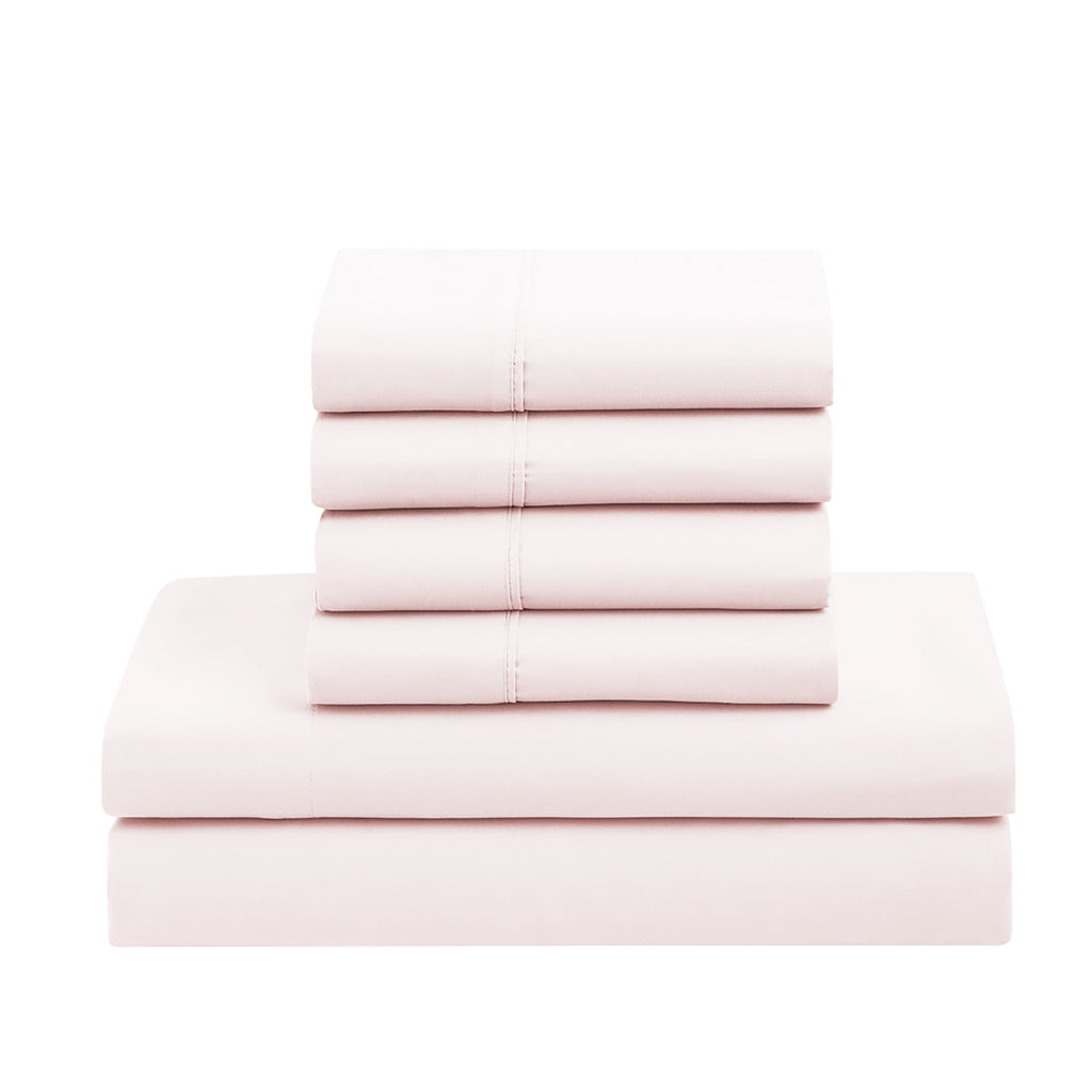 Fluffy Down Alternative Supreme 7 Piece Bed-In-A-Bag All Season Solid Comforter & Sheet Set, Full, Pale Pink - All-Season Down Alternative Comforter Insert Detail