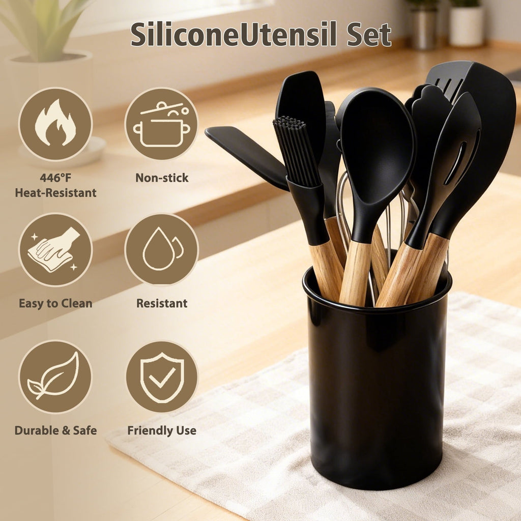 High-Precision Silicone Cooking Utensils Set, Heat Resistant Kitchen Cooking Utensils Set, 12 PCS Handle Silicone Kitchen Gadgets Ut... - Professional Kitchen Tool for Culinary Enthusiasts Detail