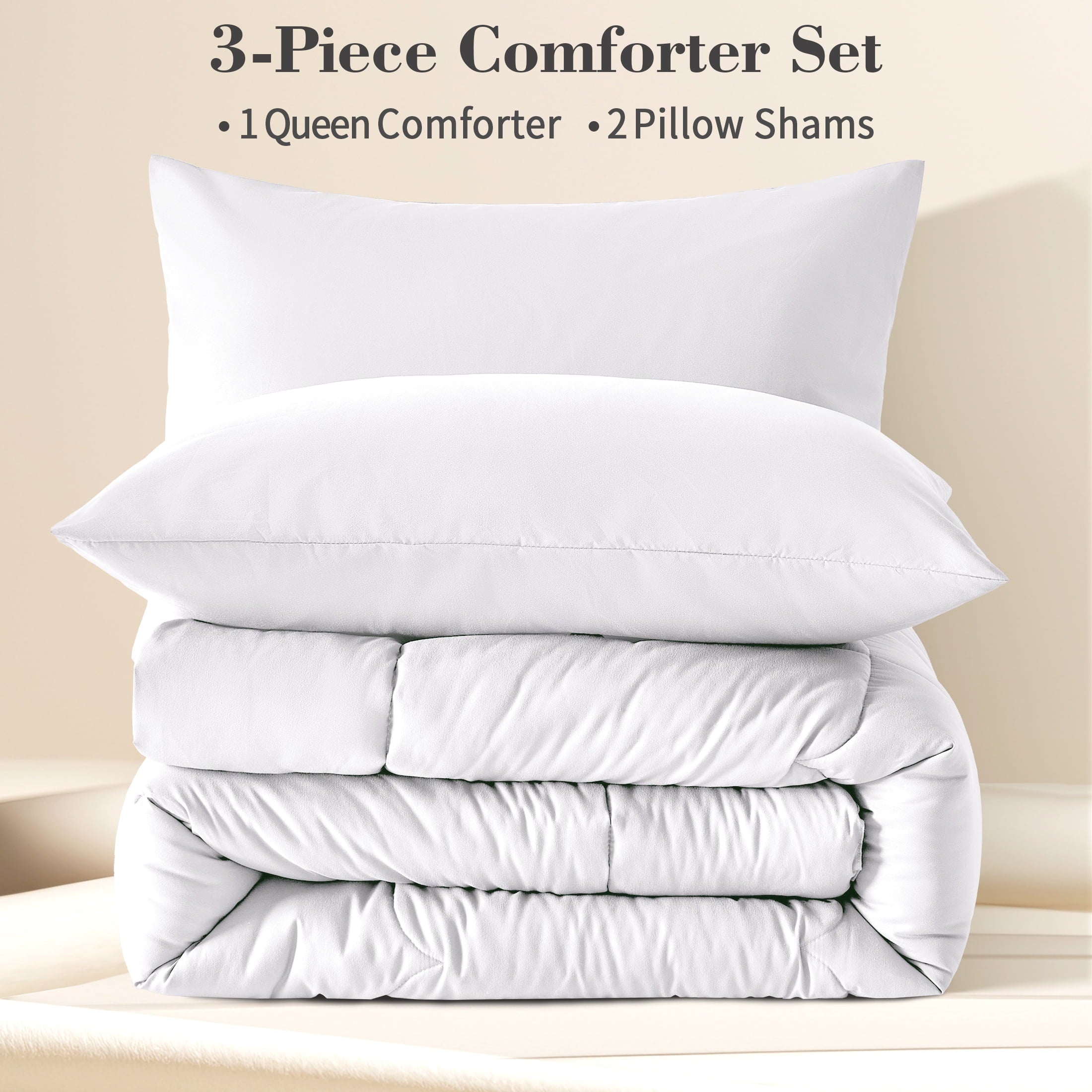 Fluffy Down Alternative 3-Piece Queen Comforter Set - All-Season Down Alternative Bedding Bundle with 2 Pillow Shams, Premium Soft Bedding Se... - Cloud-Like Soft Lightweight Bed Comforter Detail