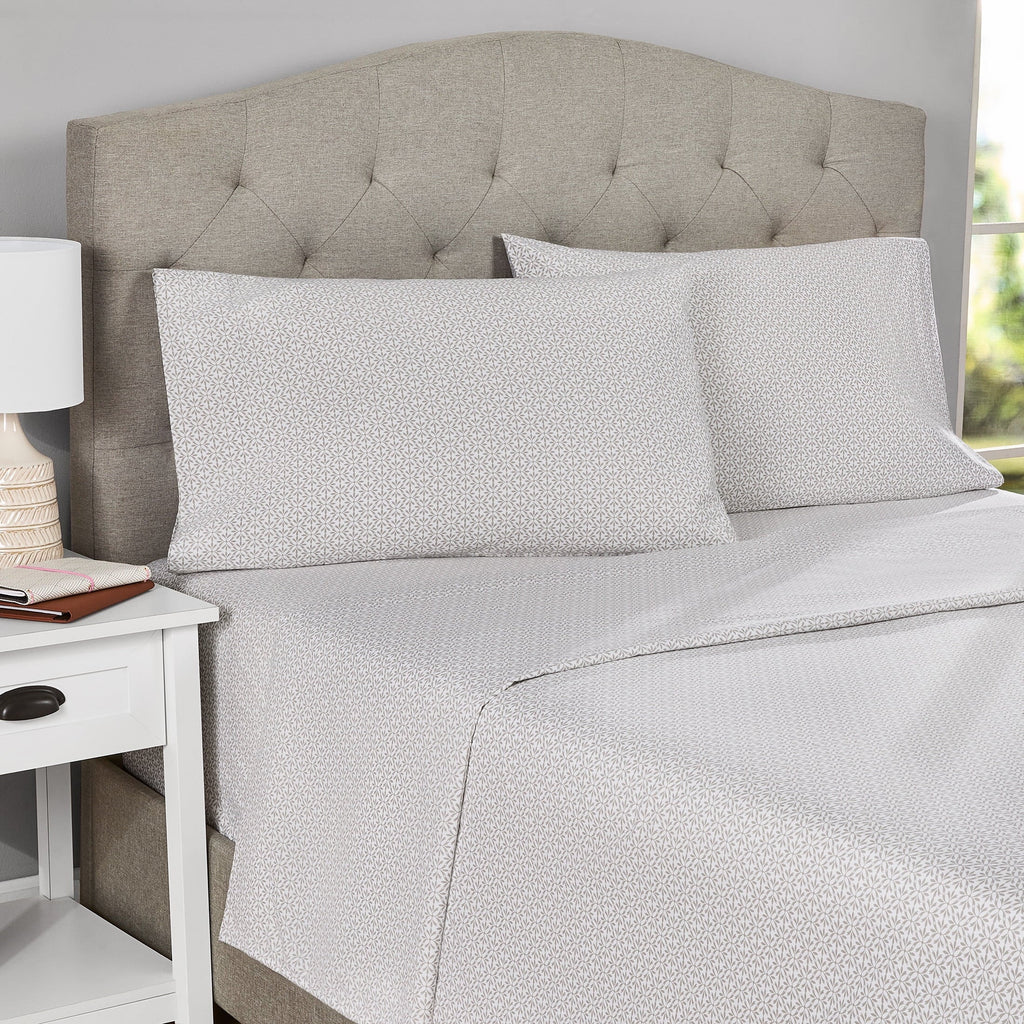 Cooling Sateen 3-Piece 300 Thread Count Grey Flake Cotton Blend Bed Sheet Set, Twin XL - Cooling Hotel Quality Bedding Sheets and Pillowcases Detail