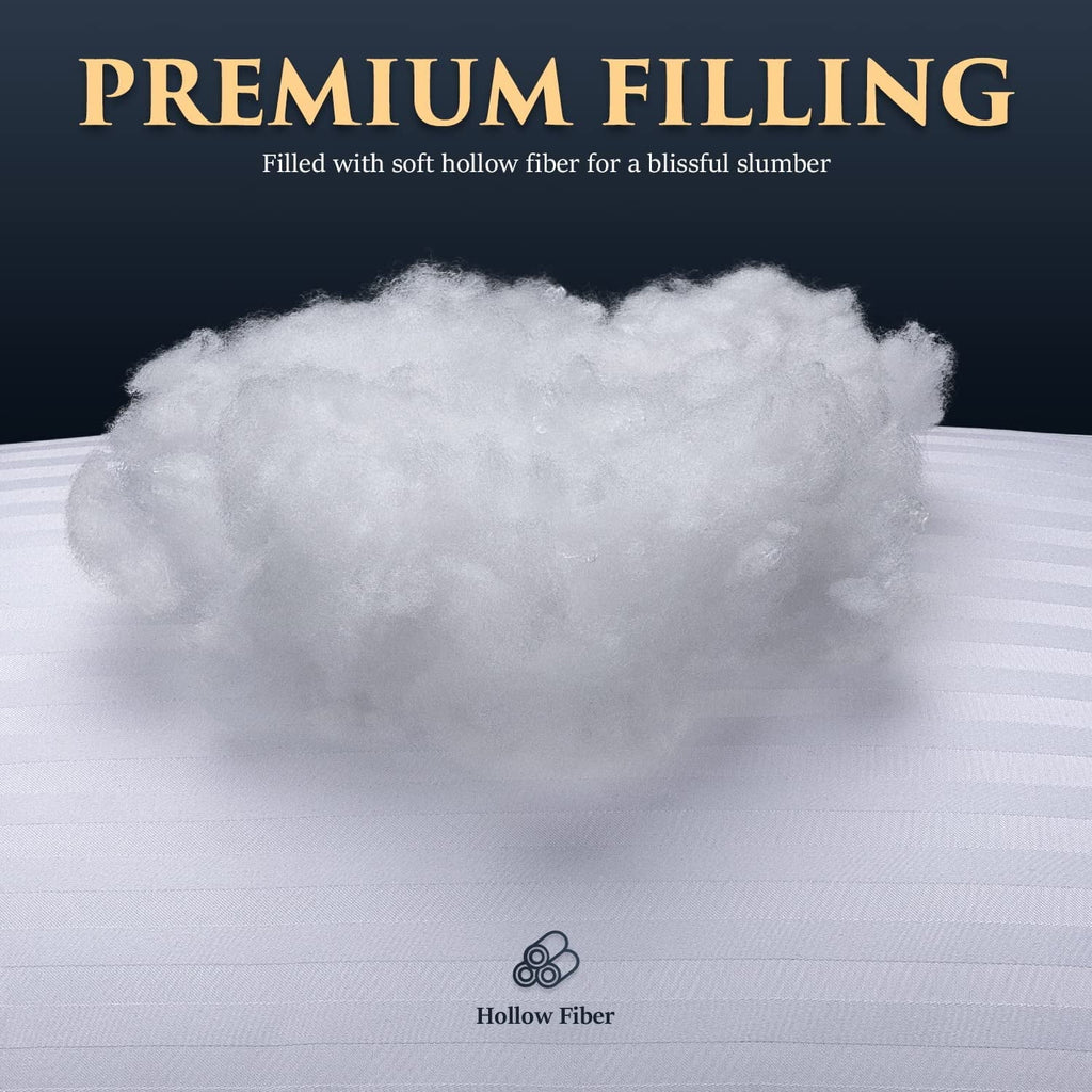 Ergonomic Memory Foam Bed Pillows 2-Pack Queen Size Luxury Hotel Pillow for Side and Back Sleeper Pillows for Bed with Cooling Cover - Decorative Throw Pillow Cushion for Sofa & Bed Detail