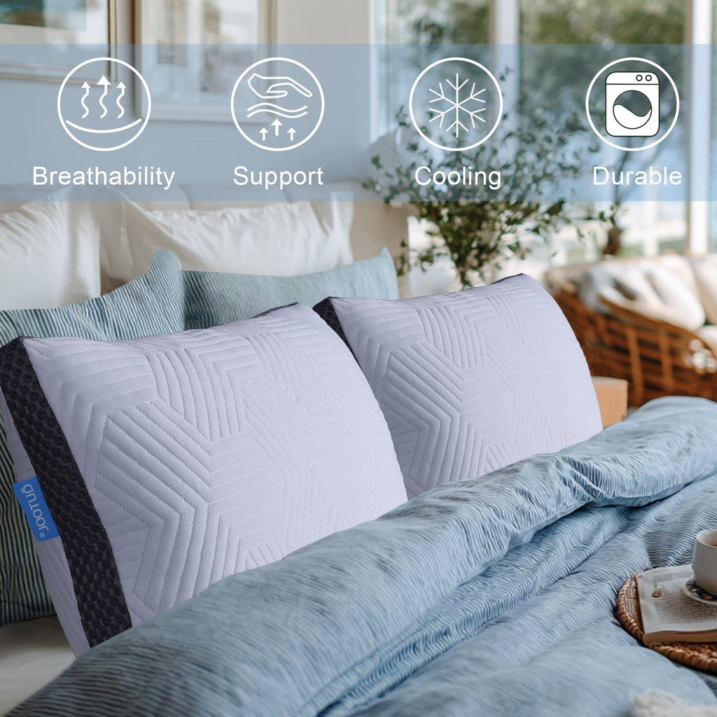 Orthopedic Support Soft Bed Pillow, Shredded Memory Foam Pillow, Comfortable Sleeping Pillow, Standard Size, Affordable Everyday Use - Decorative Throw Pillow Cushion for Sofa & Bed Detail