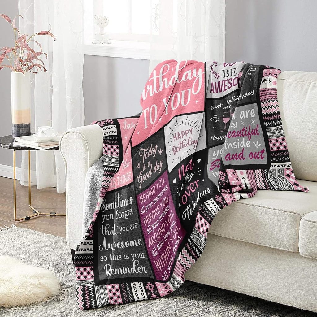 Lightweight Warm Birthday Gifts for Women Girls Throw Blanket, Happy Birthday Decorations for Women, Gifts for Women Birthday Unique, ... - Lightweight Plush Warm Blanket for All Seasons Detail