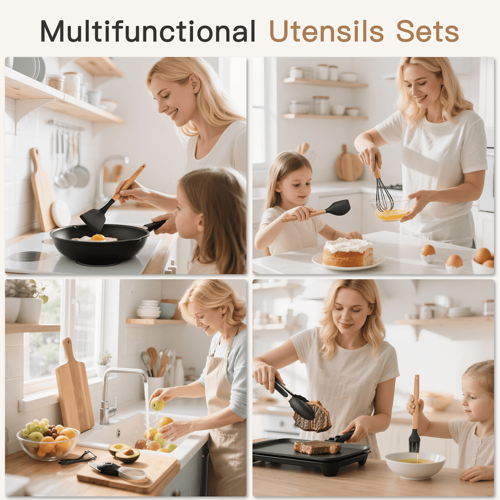 Premium Silicone Silicone Cooking Utensils Set, 38 PCS Kitchen Utensils Set for 446°F Heat Resistant, Food Grade Utensil Sets with Woo... - Heat-Resistant Silicone Cooking Spatula Turner Detail