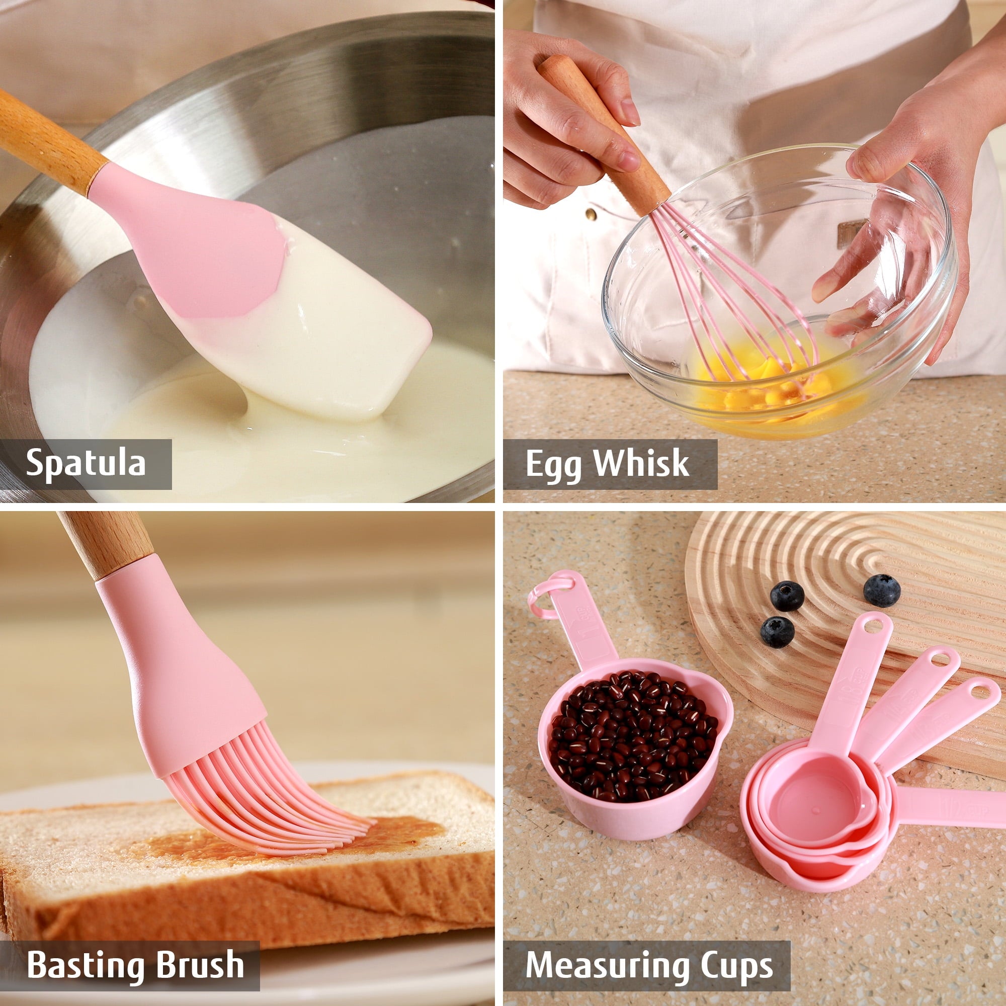 Ergonomic Cooking 32 PCS Silicone Cooking Utensils Set, 446°F Heat Resistant for Nonstick Cookware - Premium Stainless Steel Cooking Utensil for Non-Stick Pots Detail