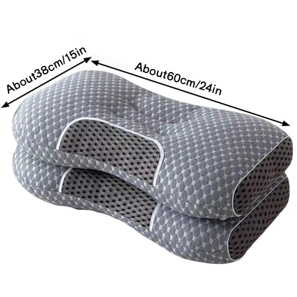Ergonomic Memory Foam 2-Piece Set - 24"x15" Gray Bed for Back, Side, Stomach Sleepers - Ergonomic Memory Foam Pillow for Neck Pain Support Detail