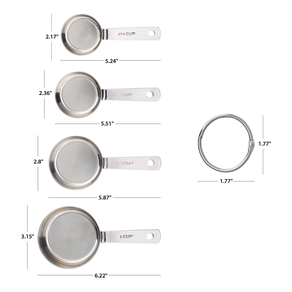 Multi-Functional Kitchen Stainless Steel 4-Piece Nesting Measuring Cups - Kitchen Gadget Tool for Quick Food Prep Detail