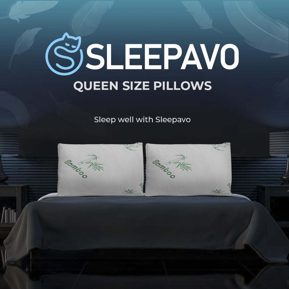 Orthopedic Support Memory Foam Pillows Queen Size Set of 2 - Cooling Bed Pillows for Sleeping - Back, Stomach, Side Sleeper Soft, Comfy ... - Decorative Throw Pillow Cushion for Sofa & Bed Detail