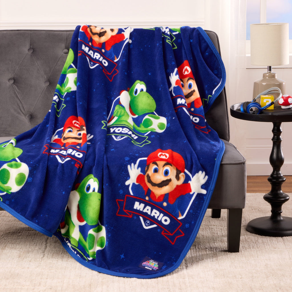 Cozy Fleece Galaxy Movie Kids Blue Print Fleece Throw Blanket, 46 x 60 - Super Soft Reversible Sherpa Flannel Blanket Detail