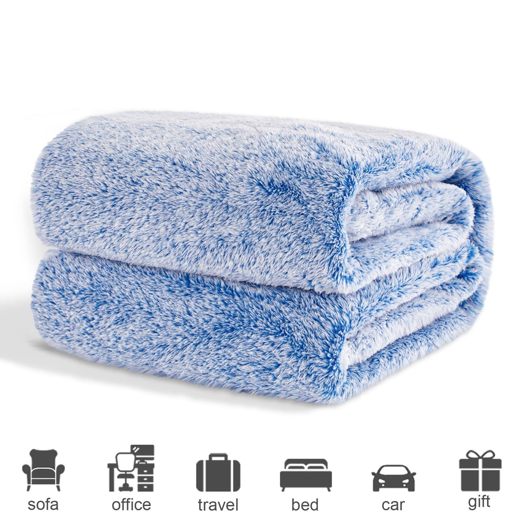 Super Soft Flannel Plush Fuzzy Large Fleece Throw Blanket (50" x 70", Mixed Cobalt Blue)- Soft, Warm and Lightweight - Lightweight Plush Warm Blanket for All Seasons Detail