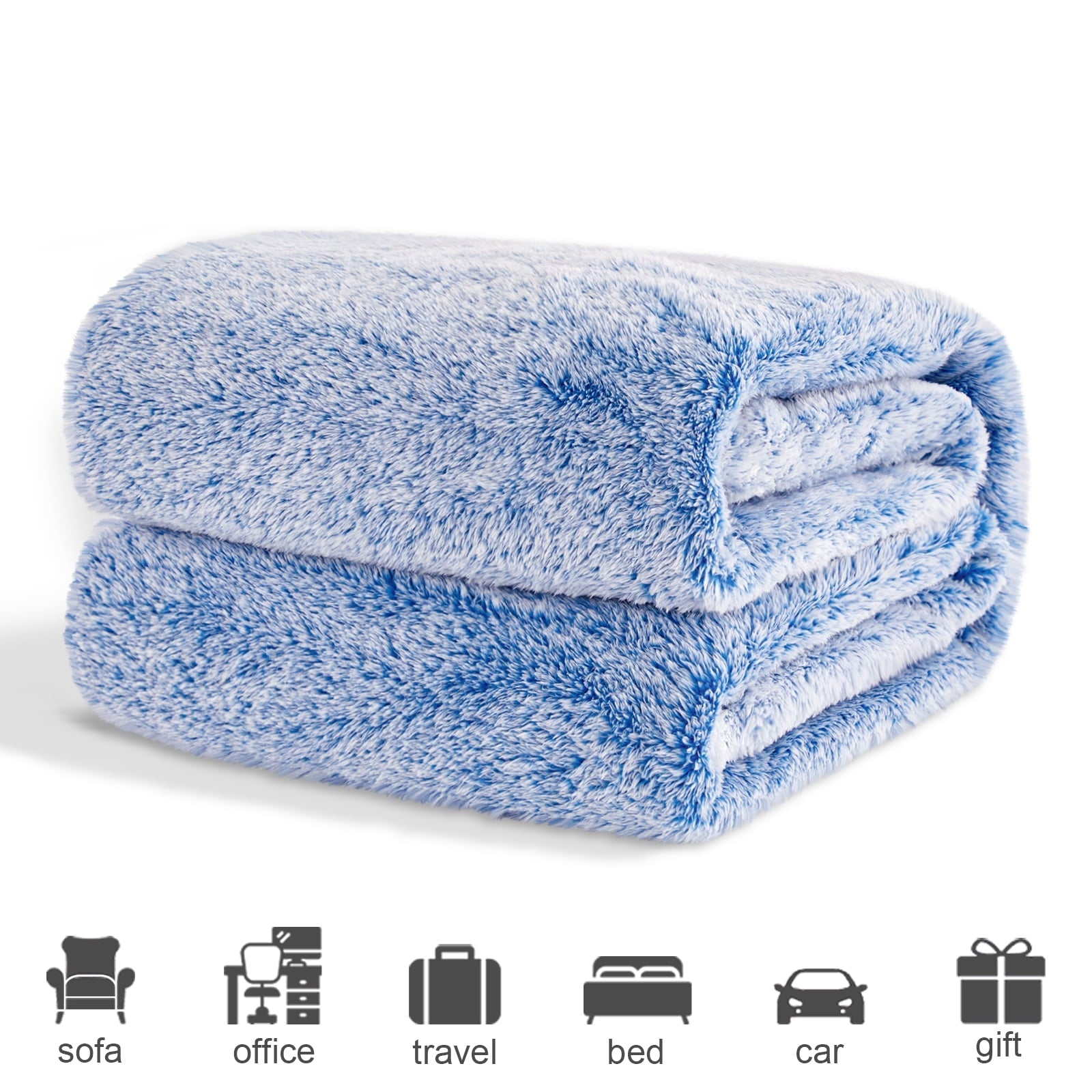Super Soft Flannel Plush Fuzzy Large Fleece Throw Blanket (50" x 70", Mixed Cobalt Blue)- Soft, Warm and Lightweight - Lightweight Plush Warm Blanket for All Seasons Detail