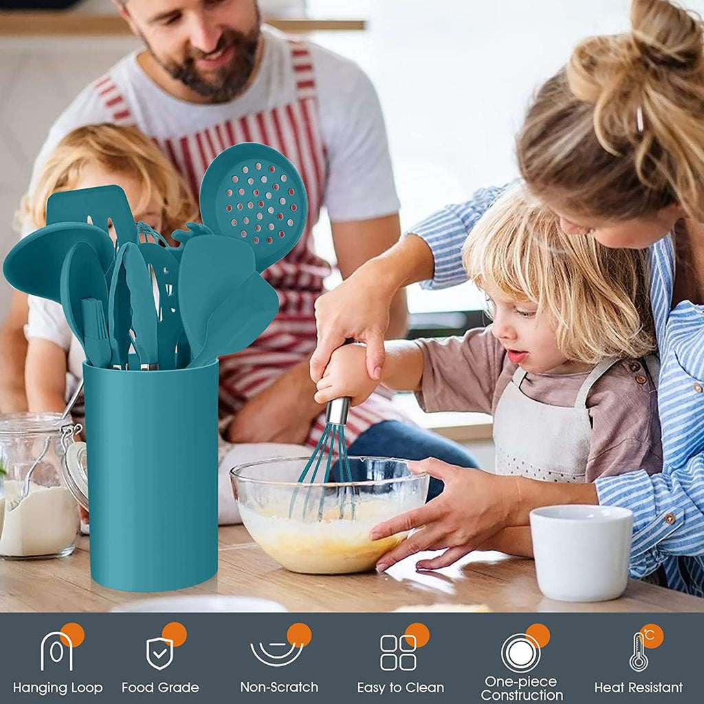 Durable Steel 15-Piece Kitchen Utensils Set, Silicone Cooking Utensils with Holder, Non-stick Cookware Friendly & Heat Resistant - ... - High-Precision Culinary Tool for Baking & Cooking Detail
