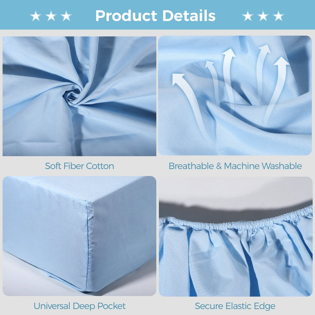 Breathable Luxury 6 Pcs Hospital Bed Sheets Set, Includes 2 Fitted Sheet 84x36x14", 2 Flat Sheets 104x59", 2 Pillowcases 19x29", Soft B... - Premium Ultra-Soft Pillowcase Pair for Sleeping Detail