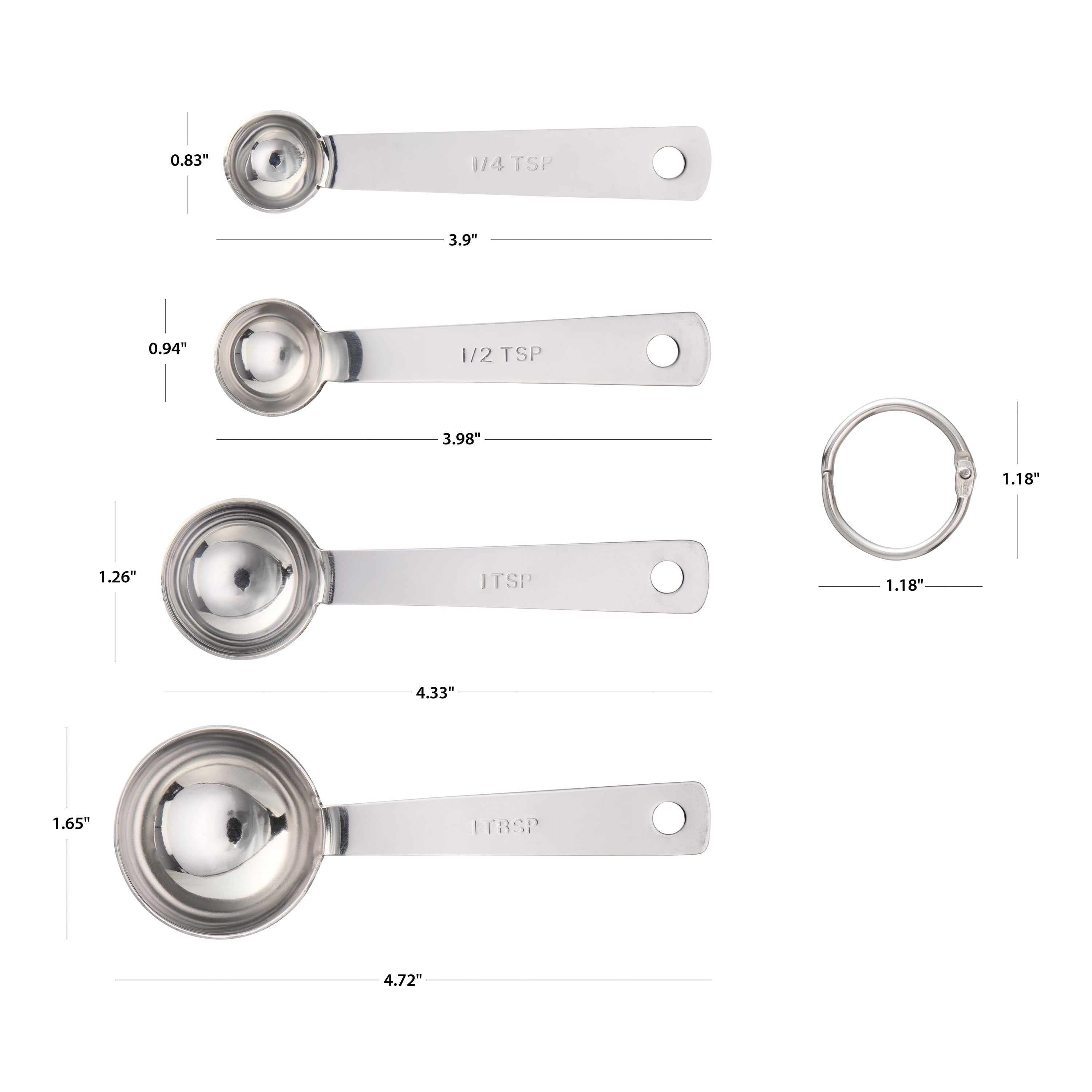 Multi-Functional Kitchen Stainless Steel 4-Piece Nesting Measuring Spoons Set, Stainless Steel Finish - Innovative Kitchen Helper for Modern Cooking Detail