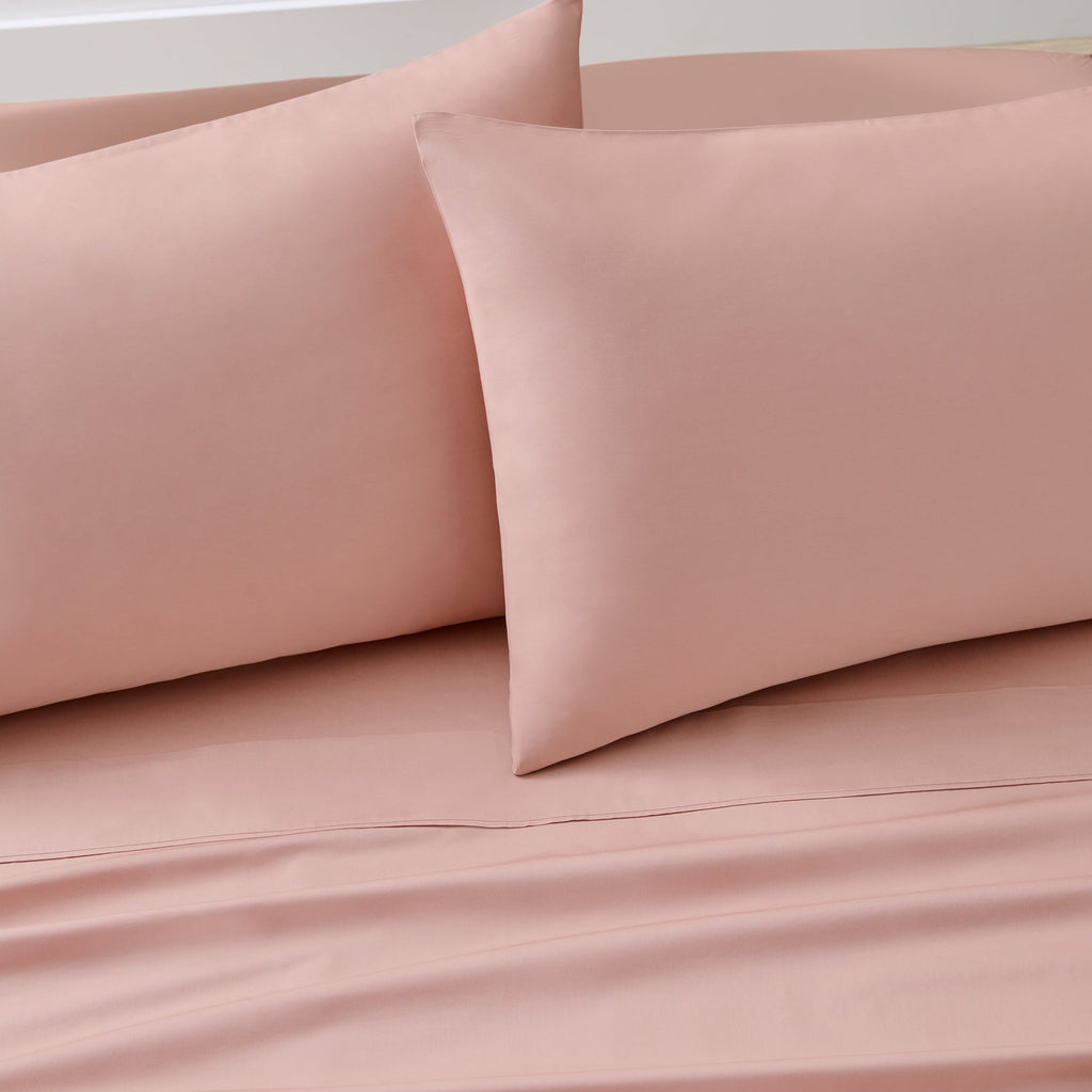 Premium Egyptian Cotton 300 Thread Count Cotton Percale 3-Piece Antique Blush Bed Sheet Set, Twin - Cooling Hotel Quality Bedding Sheets and Pillowcases Detail