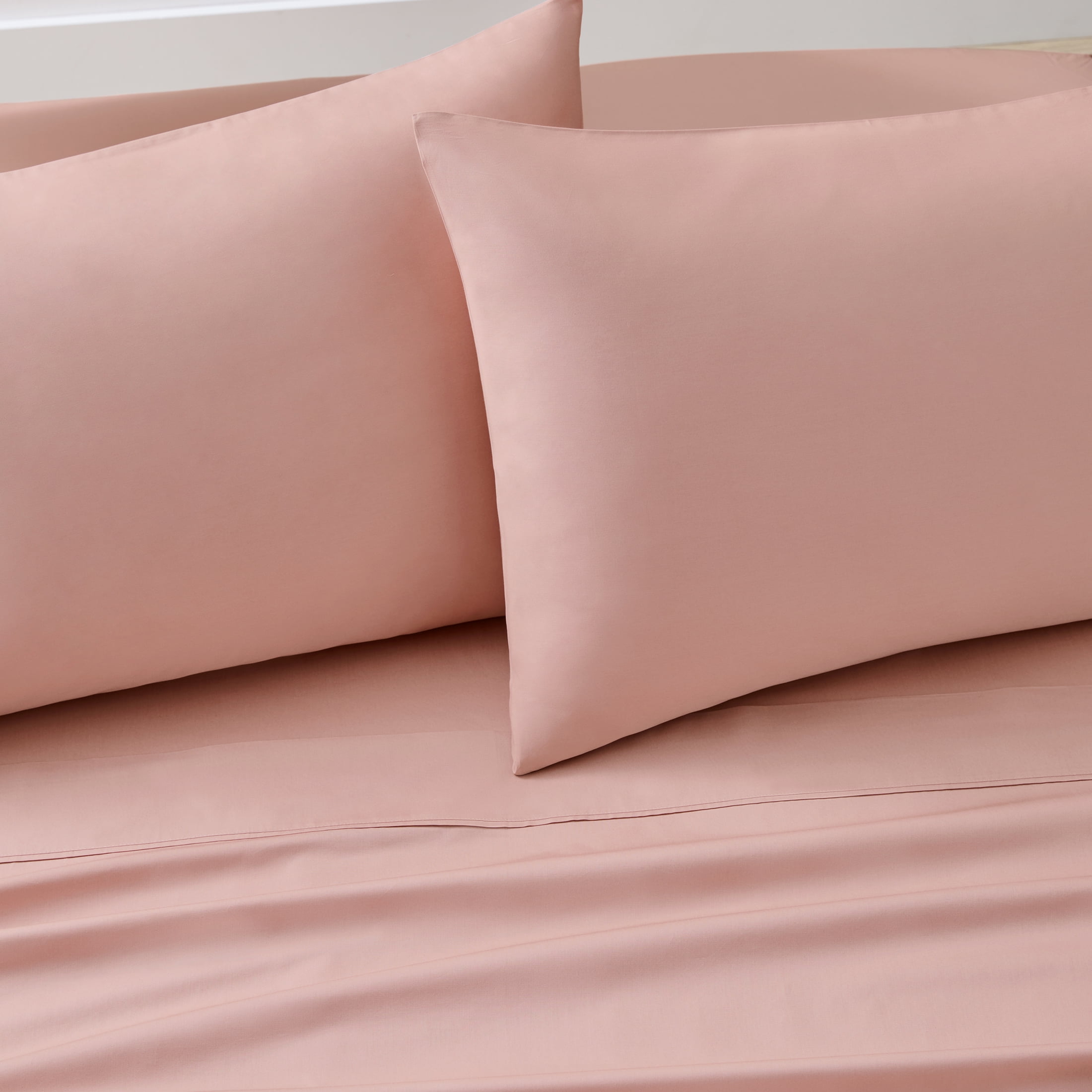 Premium Egyptian Cotton 300 Thread Count Cotton Percale 3-Piece Antique Blush Bed Sheet Set, Twin - Cooling Hotel Quality Bedding Sheets and Pillowcases Detail