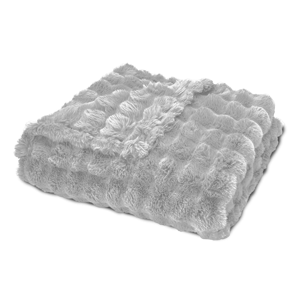 Super Soft Flannel Serenade Gray Textured Faux Fur Throw Blanket, 50 x 70 - Cozy Fleece Throw Blanket for Couch & Bed Detail
