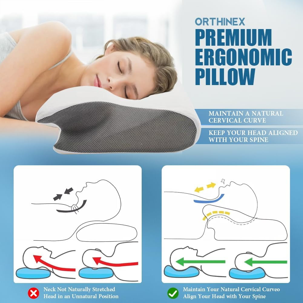 Orthopedic Support Airway Pro Sleep Apnea Pillow, Airway Pro Cervical Pillow - All-Night Neck Support, Ergonomic Pillows for All Sleepin... - Decorative Throw Pillow Cushion for Sofa & Bed Detail