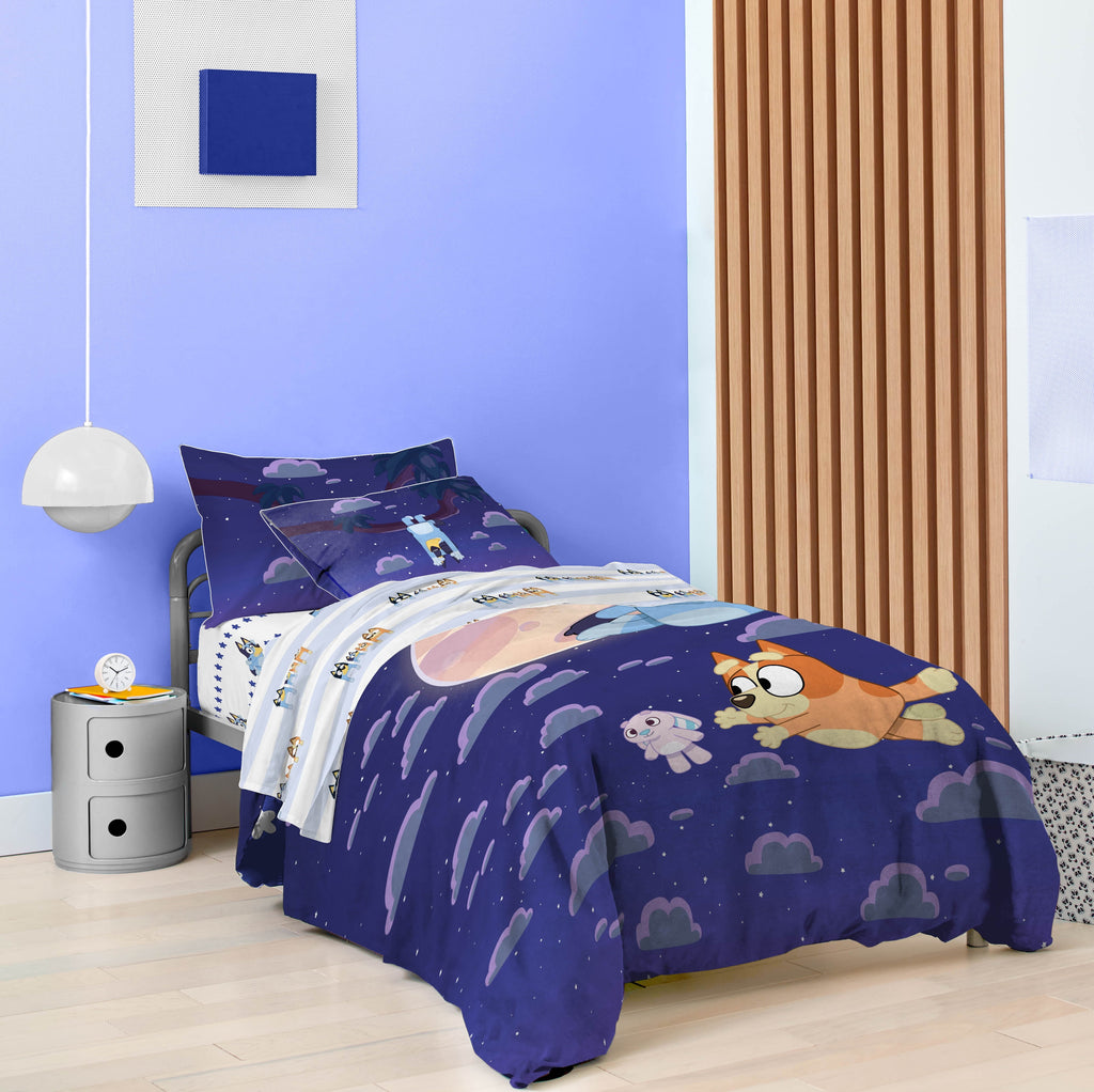 All-Season Dream Kids 2 Piece Blue Reversible Comforter and Pillowcase Bedding Set, Twin/Full - Hypoallergenic Ultra-Fluffy Quilt for Winter Detail