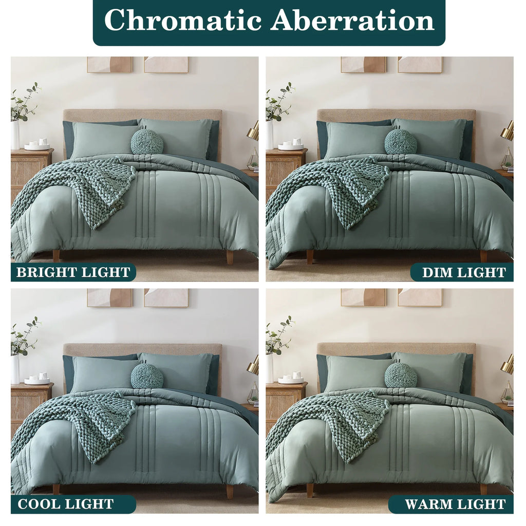 Luxurious Quilted 7-piece Bed in a Bag Comforter Set with Sheets,Sage Green,Full - Hypoallergenic Ultra-Fluffy Quilt for Winter Detail