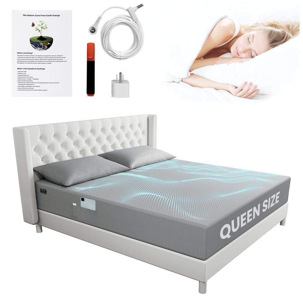 Wrinkle-Resistant Grounding Sheets Queen Size 90% Organic Cotton + 10% Pure Silver Fitted Bed Sheet Gray Fiber Grounding Sheet Earth Ce... - Cooling Hotel Quality Bedding Sheets and Pillowcases Detail