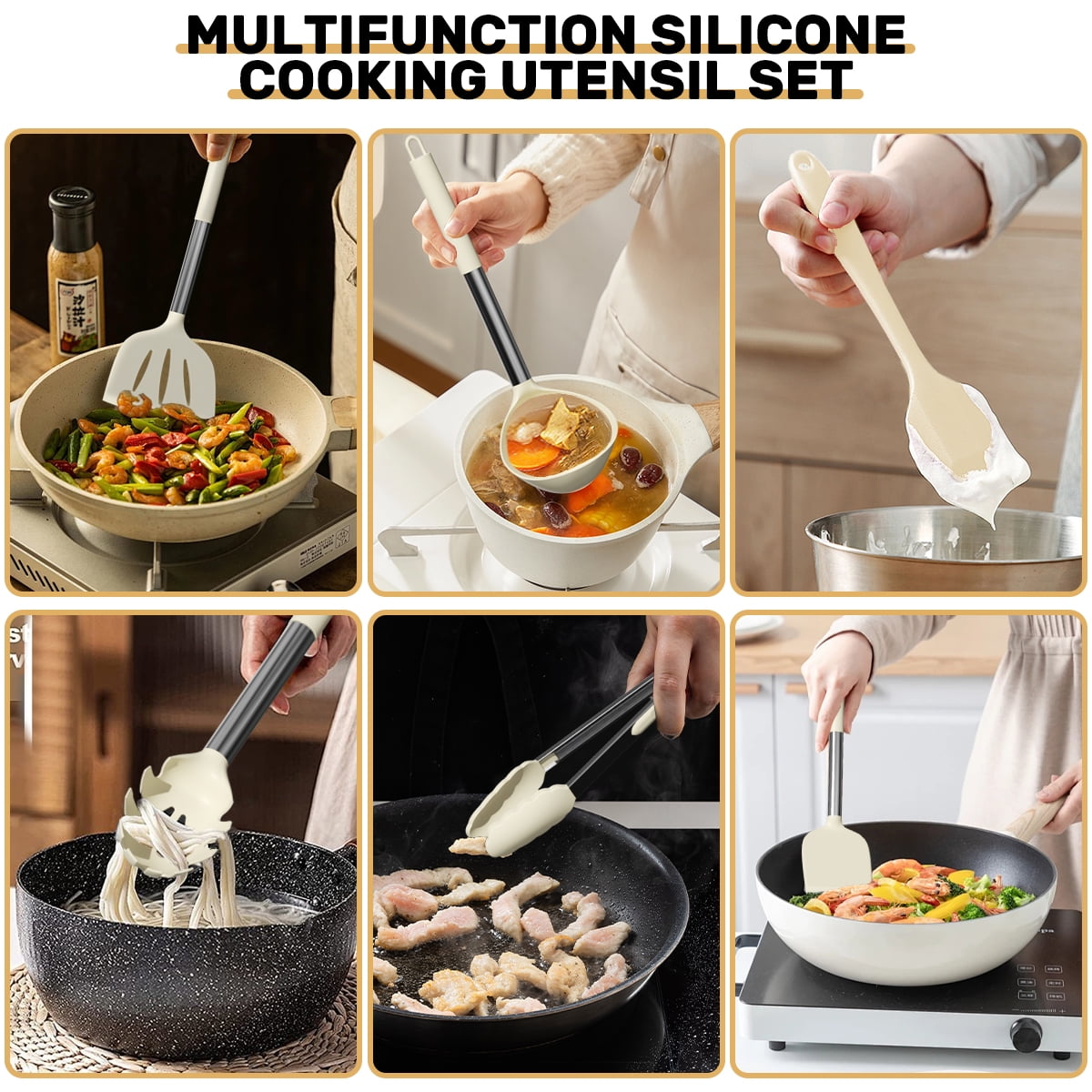Durable Steel Silicone Cooking Utensil Set, 30 Pcs Kitchen Utensils Set with Stainless Steel Handle, Food Grade Silicone Spatula Se... - Multi-Purpose Hand Tool for Daily Meal Prep Detail