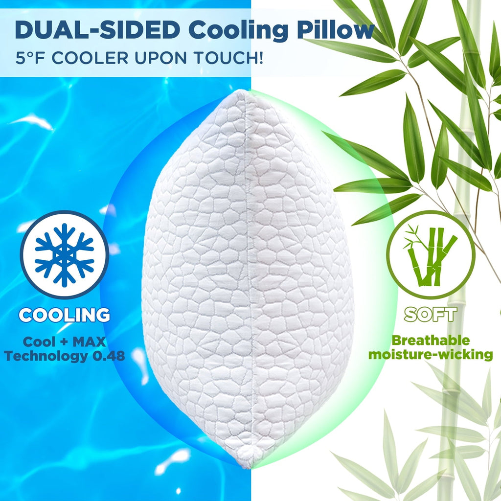 Fluffy Shredded Cooling Bed Pillows Queen Size Set of 2, Shredded Memory Foam Pillows for Sleeping 2 Pack, Adjustable Soft Firm Pillo... - Decorative Throw Pillow Cushion for Sofa & Bed Detail