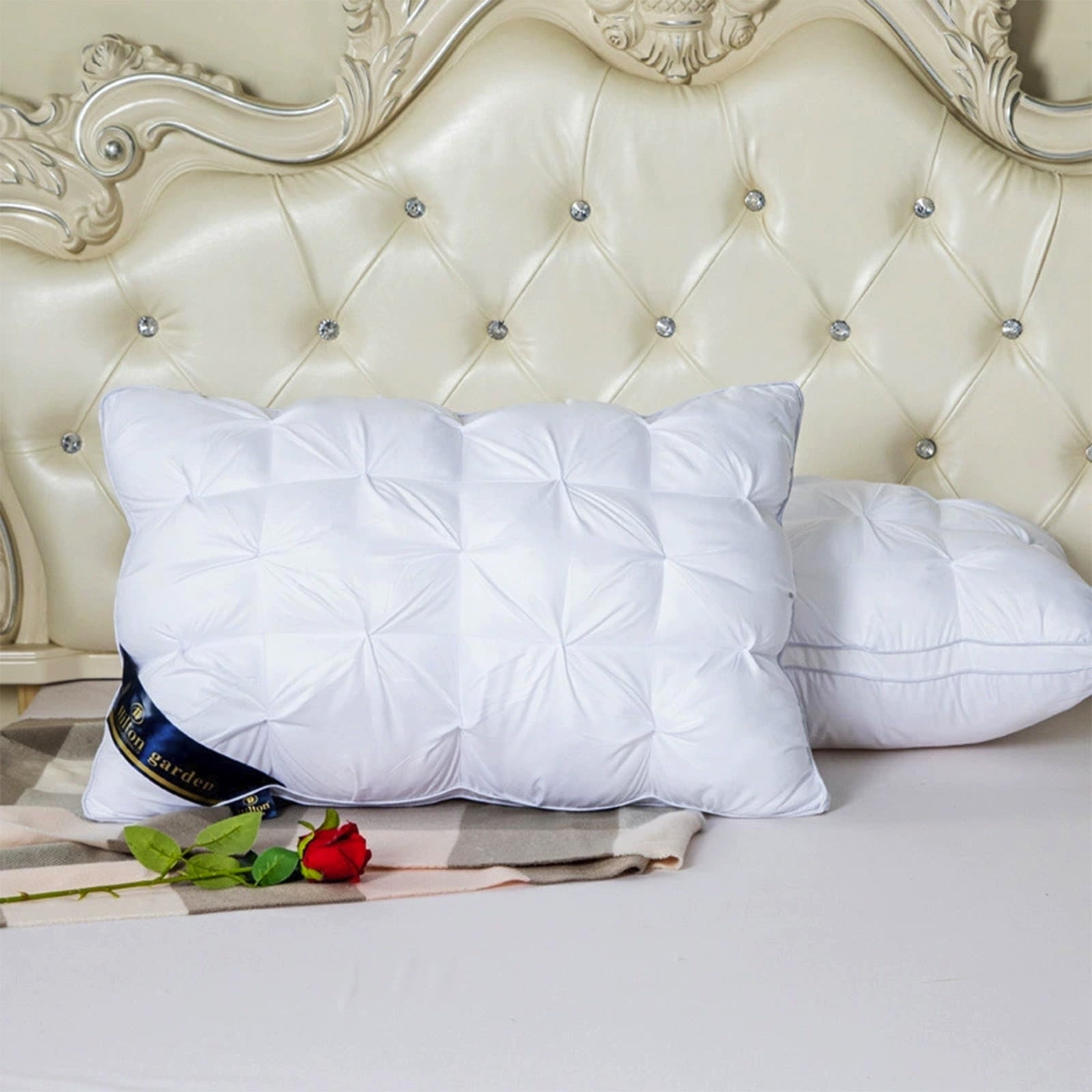 Orthopedic Support Goose Down Pillow and Feather Pillows for Neck/Back/Side Sleepers, Premium Soft Down Fill Standard Size Pillow for Sl... - Decorative Throw Pillow Cushion for Sofa & Bed Detail