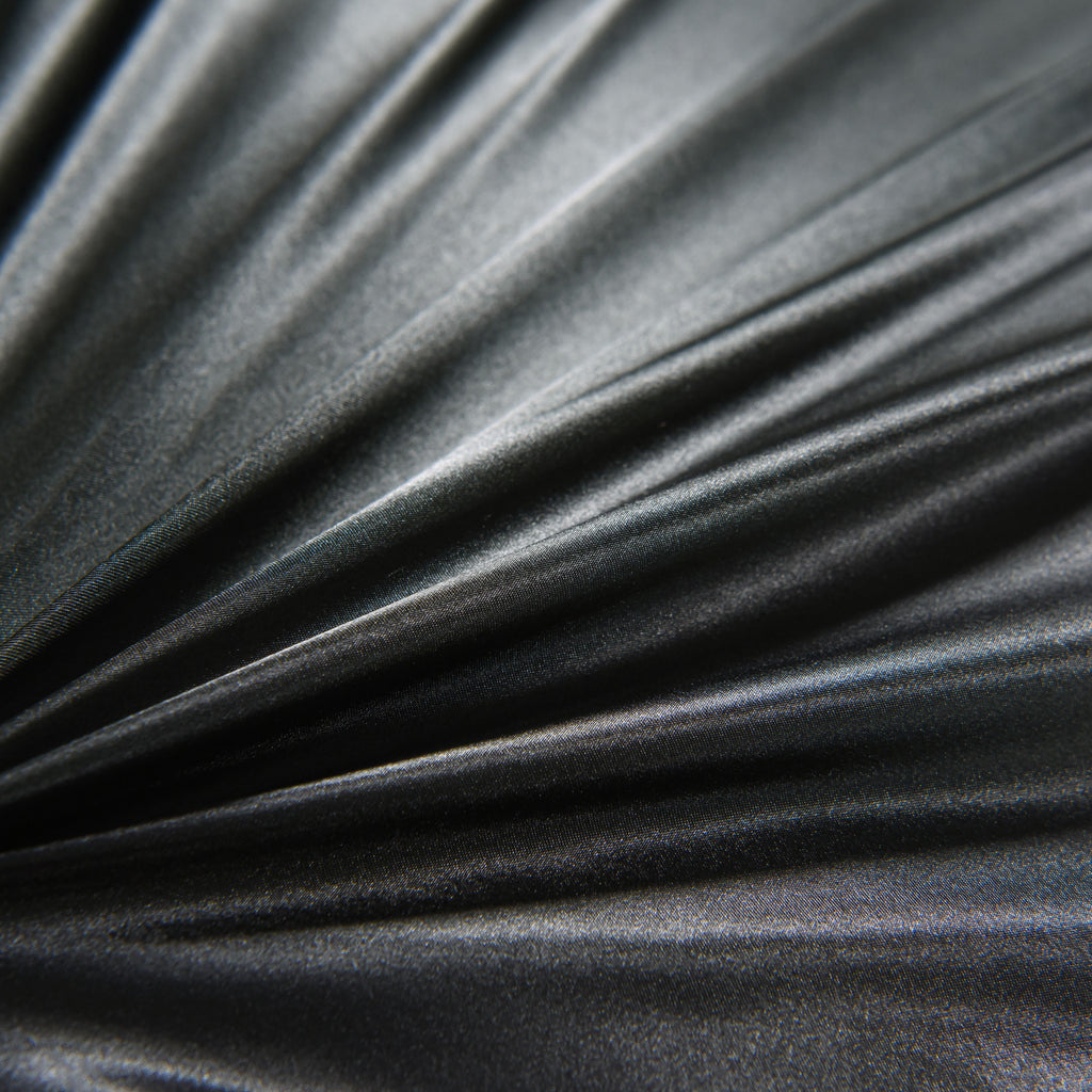 Ultra-Soft Satin Sheets Full Black Luxury Silky Bed Sheets 1800 Microfiber Sheet Set 4 Pcs - Breathable Egyptian Cotton Flat & Fitted Sheets Detail
