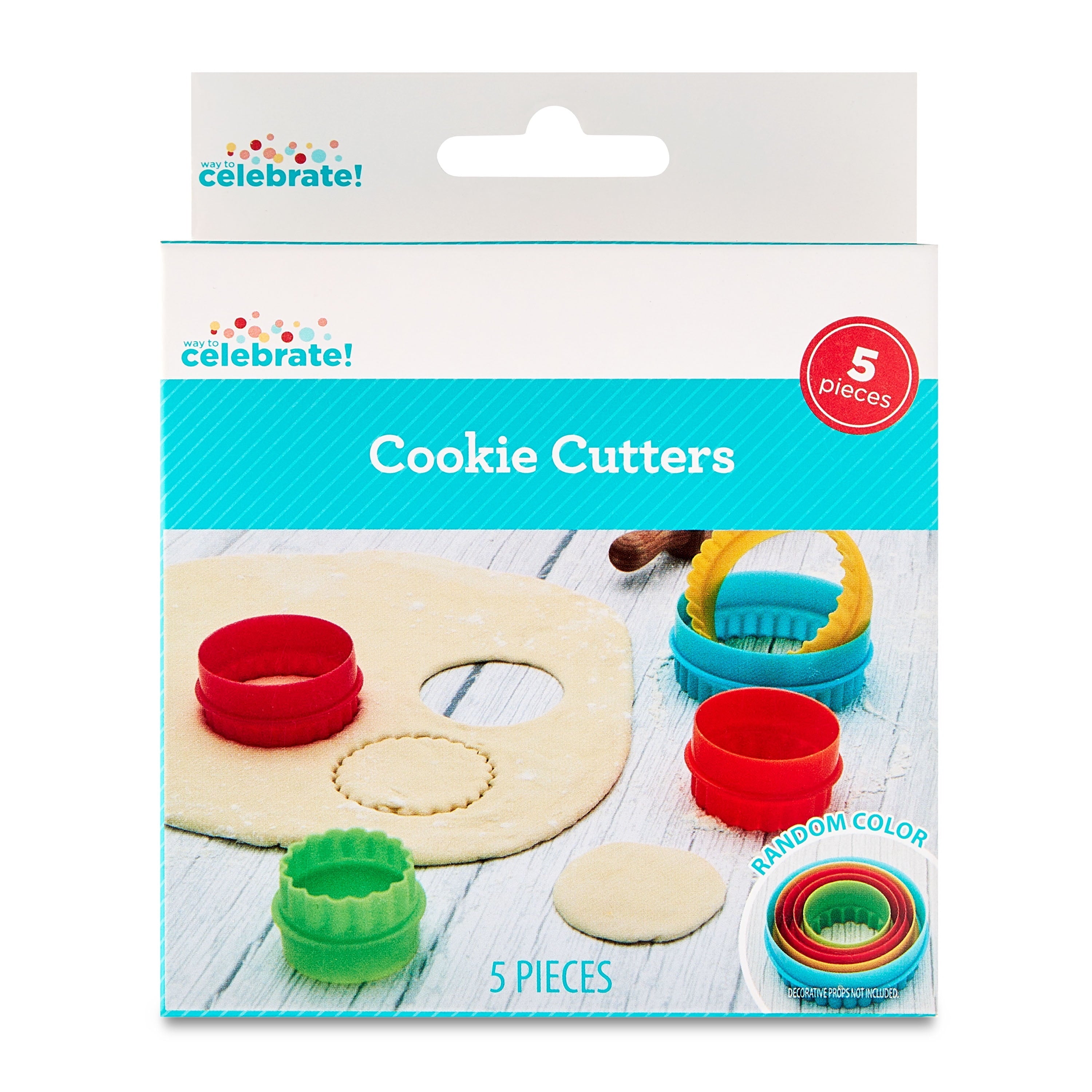 Ergonomic Manual Round Double-Sided Plastic Cookie Cutter Set, 5 Pieces - Kitchen Gadget Tool for Quick Food Prep Detail