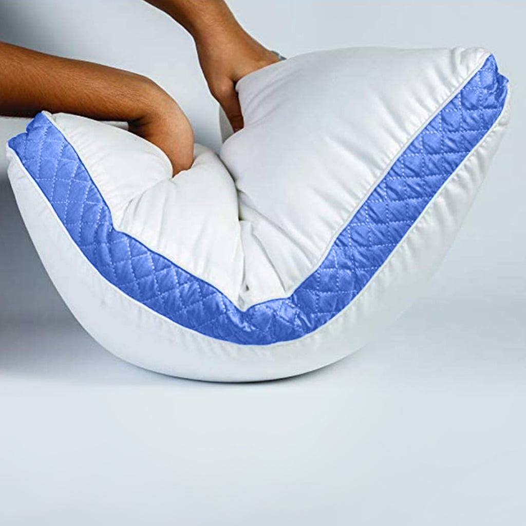 Hotel Collection Gusseted Quilted King Size Bed Pillows Set of 2, Blue Bed Pillows for Side Sleepers and Back Sleepers - Ergonomic Memory Foam Pillow for Neck Pain Support Detail