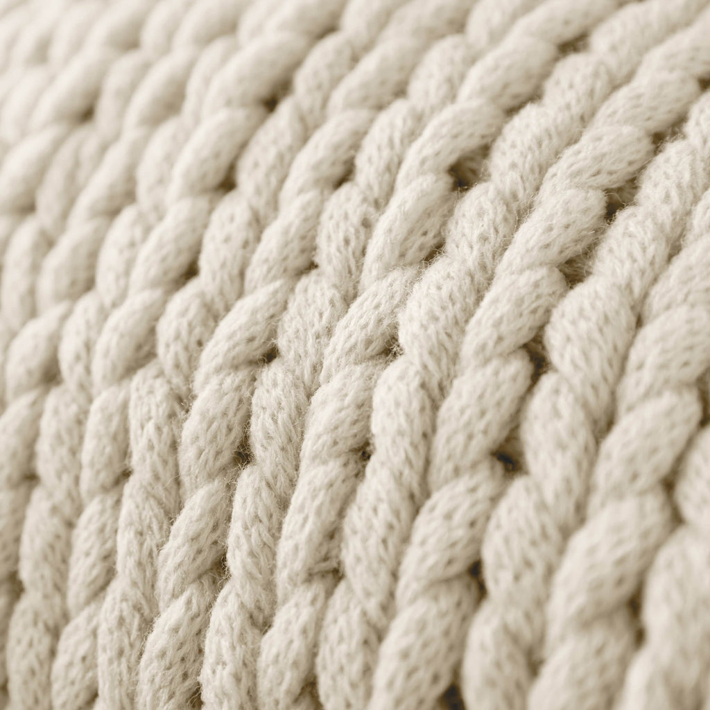 Reversible Sherpa Soft & Cozy Chunky Hand-Knit Throw Blanket, Ivory - Super Soft Reversible Sherpa Flannel Blanket Detail