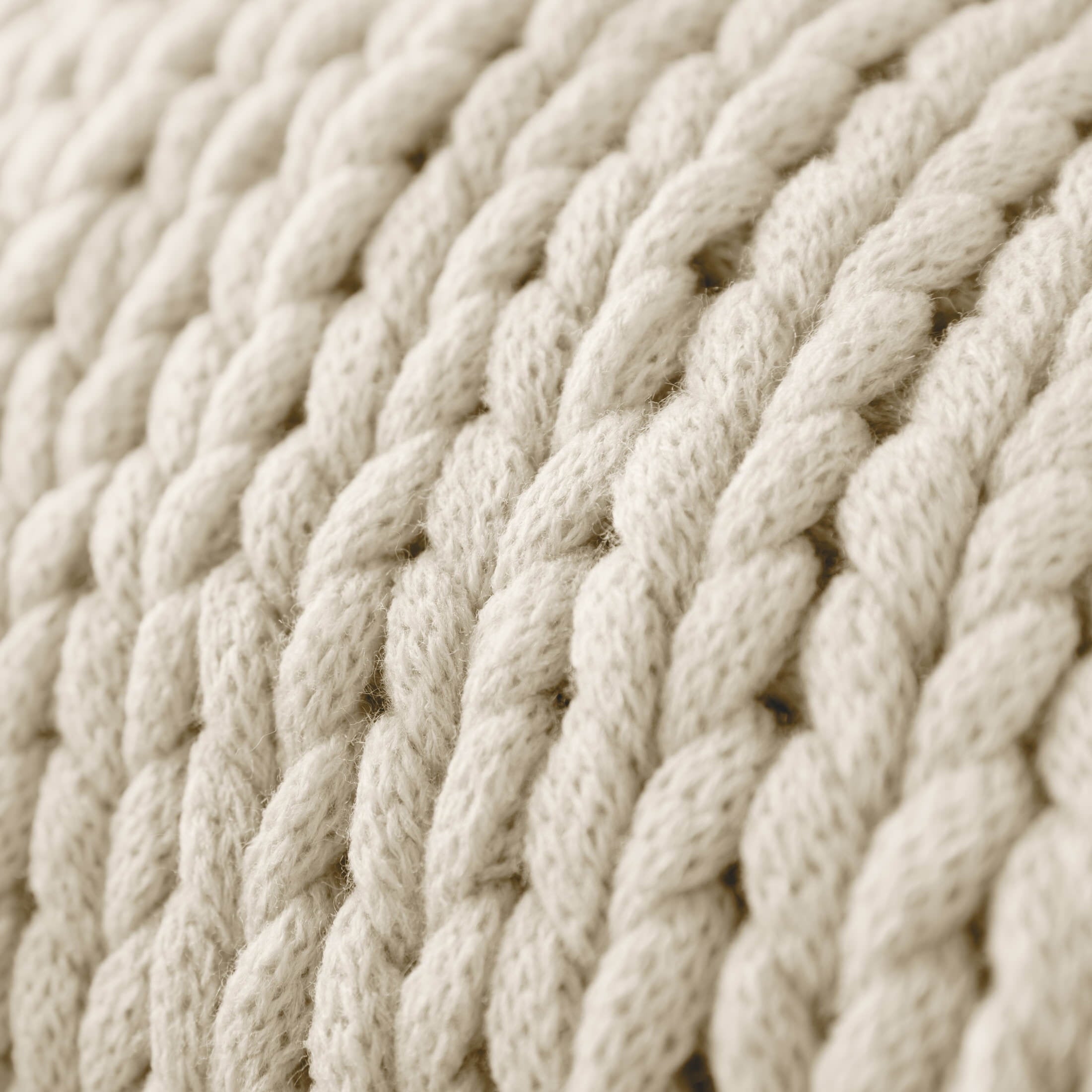 Reversible Sherpa Soft & Cozy Chunky Hand-Knit Throw Blanket, Ivory - Super Soft Reversible Sherpa Flannel Blanket Detail