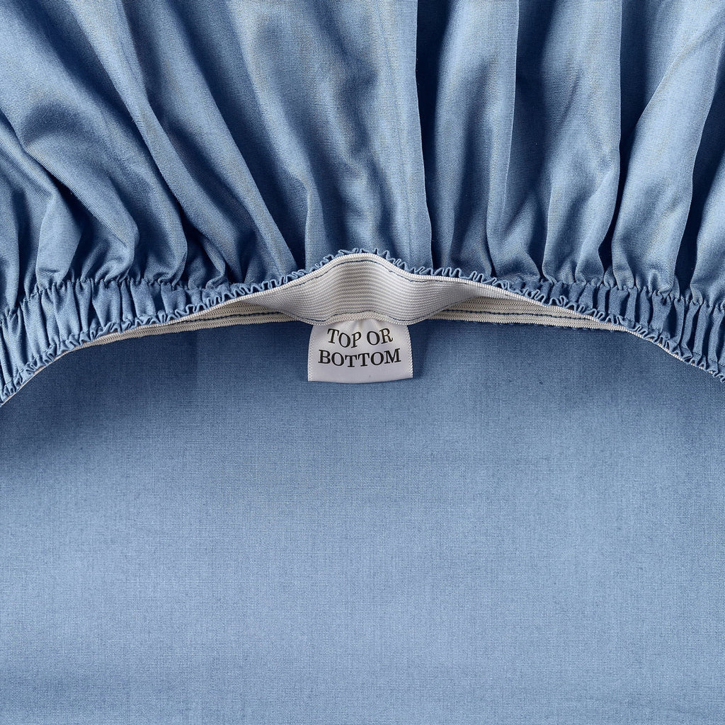 Wrinkle-Resistant Cool & Crisp 3-Piece 300 Thread Count Blue Water Cotton Percale Sheet Set, Twin - Cooling Hotel Quality Bedding Sheets and Pillowcases Detail