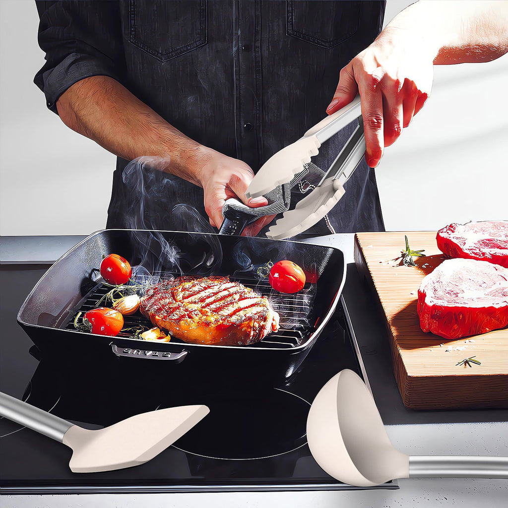 Non-Stick Safe Silicone Cooking Utensils Set - Heat Resistant Silicone Kitchen Utensils for Cooking, Kitchen Utensil Spatula Set,BPA... - Durable Turner & Ladle Utensil Set for Home Chefs Detail
