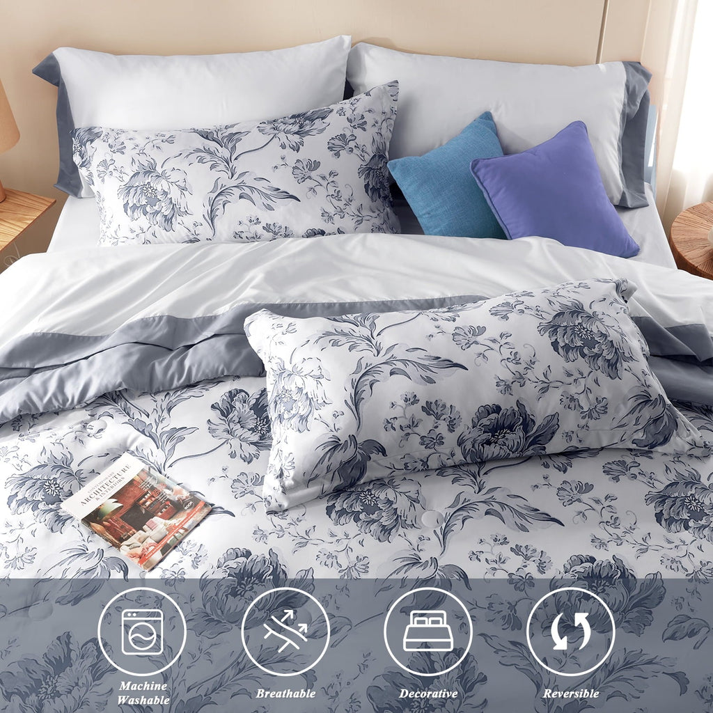 Fluffy Down Alternative Queen Comforter Sets,7-Pieces Reversible Bedding Sets,Bed in a Bag with Comforter,Flat Sheet and Fitted Sheet,Pillowc... - All-Season Down Alternative Comforter Insert Detail