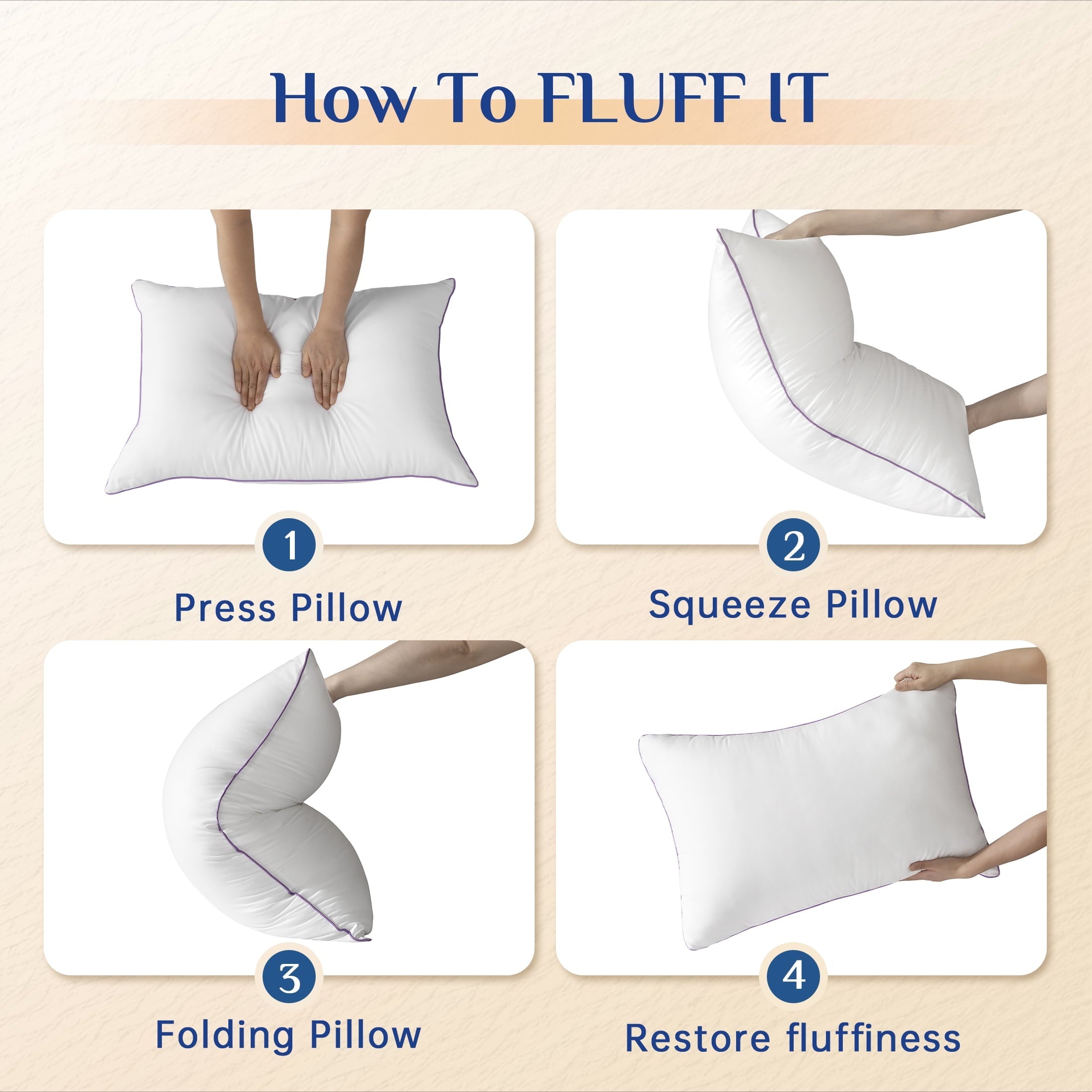 Fluffy Shredded Pillows Standard Size Set of 2, Hotel Down Alternative Sleeping Bed Pillows for Side Back Stomach Sleepers - Orthopedic Shredded Foam Bed Pillow Set Detail