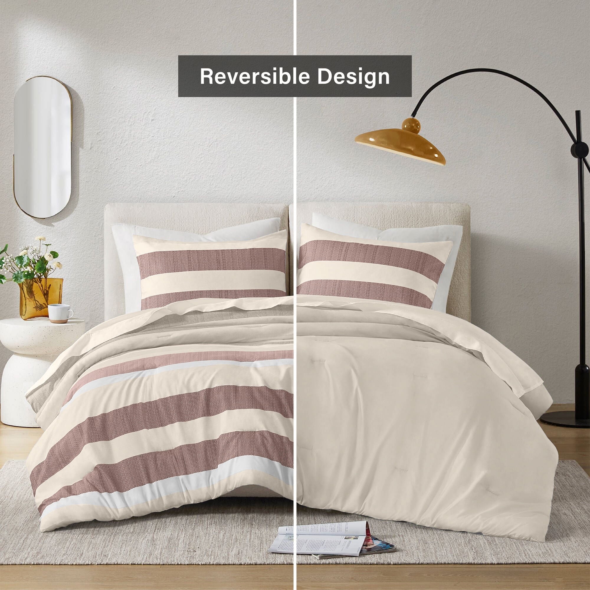 Heavyweight Warmth 2-Piece Comforter Sets, Reversible Striped Comforter Set for Dorm, Lightweight All Season Bedding Set with Pillow Sha... - Hypoallergenic Ultra-Fluffy Quilt for Winter Detail