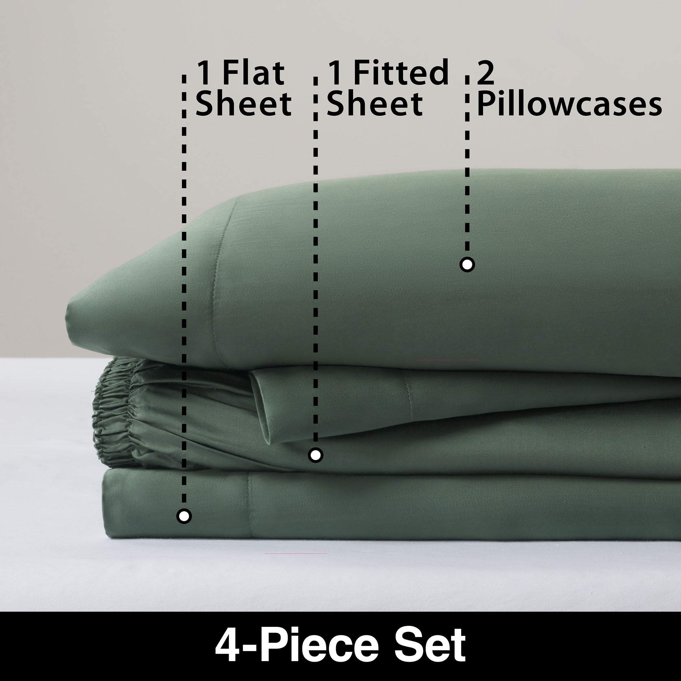 Cooling Sateen 4-Piece & Silky Serenity 100% Bed Sheets Set, Flagstone, Queen - Luxury Bed Sheet Set with Deep Pockets Detail